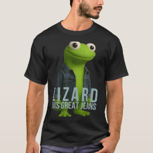 Camiseta Lizard Tiene Grandes Jeans Gracioso Retro Denim Me
