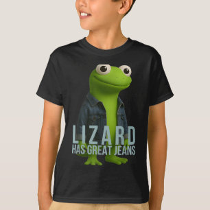 Camiseta Lizard Tiene Grandes Jeans Gracioso Retro Denim Me