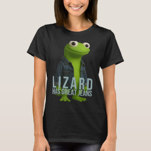 Camiseta Lizard Tiene Grandes Jeans Gracioso Retro Denim Me
