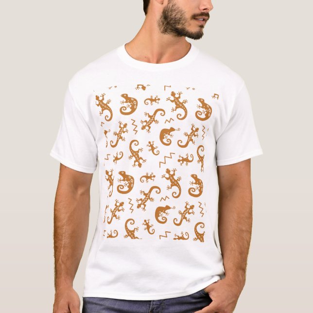 Camiseta Lizards Chameleons: Diseño de Patrones sin Marea. (Anverso)
