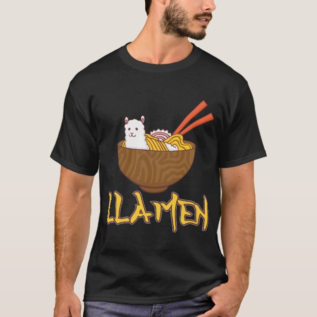 Camiseta Lla Japanese Ra Noodles Alpaca Kawaii Llama (Anverso)