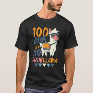 Camiseta Llama 100º Día De La Escuela 100 Días Sin Problema