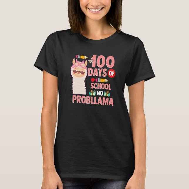 Camiseta Llama 100 Days of School Gift No Probllama Teacher (Anverso)