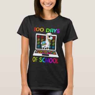 Camiseta Llama 100 Días De Escuela Aprendizaje Virtual En L