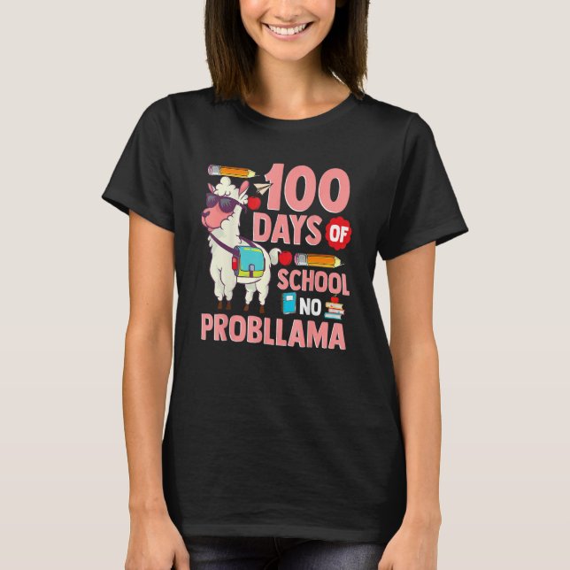 Camiseta Llama 100 Días De Escuela Sin Problema Stud De Mae (Anverso)