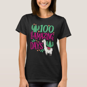 Camiseta Llama 100 días llamativos de escuela - Chicas amab