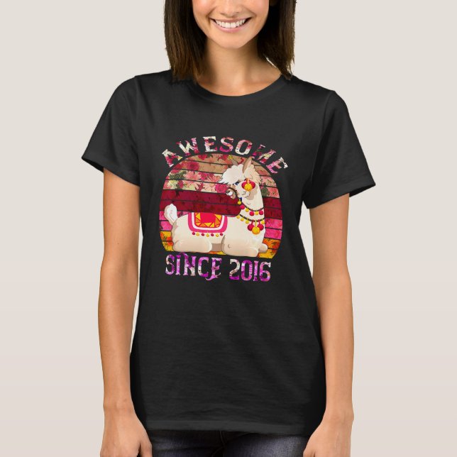Camiseta Llama 5 años Cumpleaños 5º Increíble Desde 2016  (Anverso)