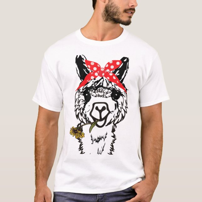 Camiseta Llama a Bandana Alpaca Llama Animal TShirt (Anverso)