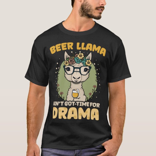 Camiseta Llama a la cerveza tiene tiempo Alpaca Llama (Anverso)