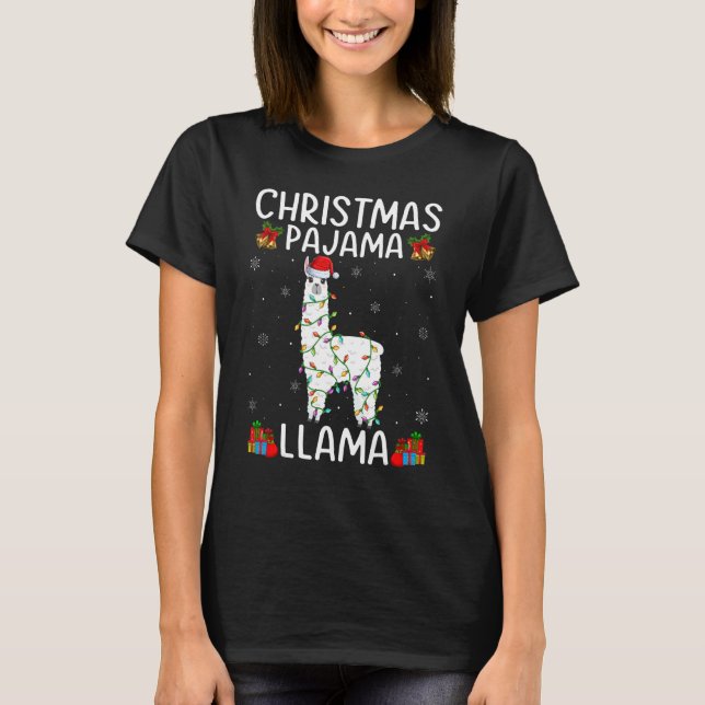 Camiseta Llama a las luces de Navidad de animal llama a los (Anverso)