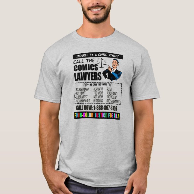Camiseta "Llama a los abogados cómicos" (Anverso)