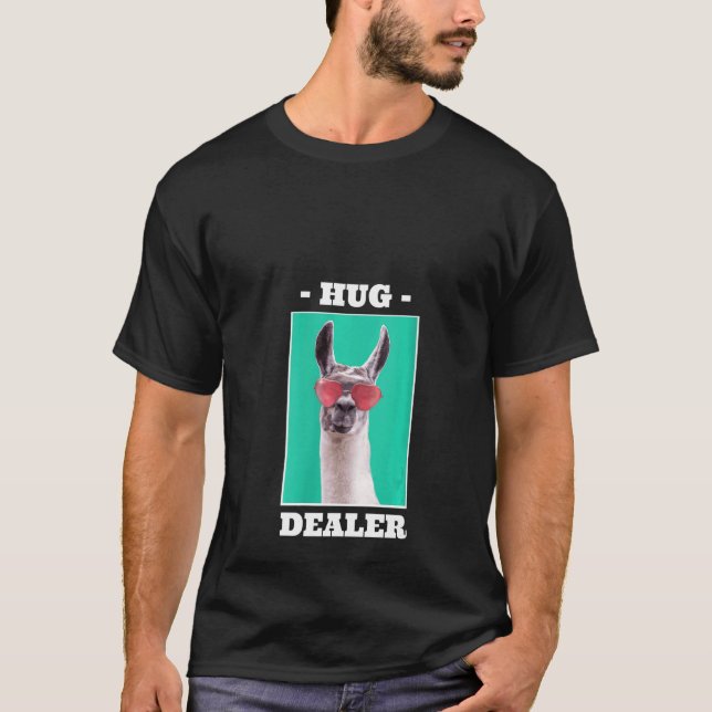 Camiseta Llama a mujer abraza a concesionario llama animal  (Anverso)