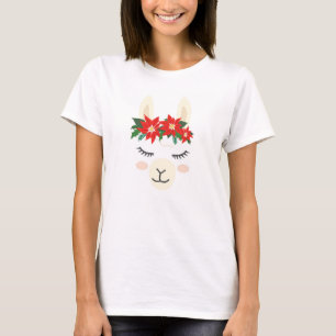 Camiseta Llama a Navidades festivos de Poinsettia Vacacio