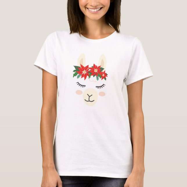 Camiseta Llama a Navidades festivos de Poinsettia | Vacacio (Anverso)