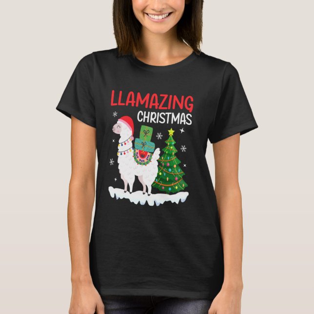 Camiseta Llama a Navidades pijamas para Fiesta de Navidad H (Anverso)