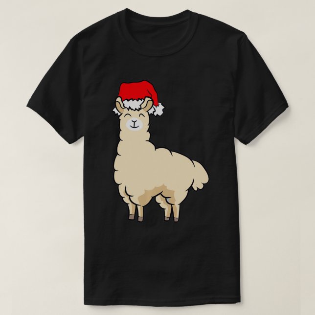 Camiseta Llama a Santa Hat Navidades Cute Gorra Llama Pull (Diseño del anverso)