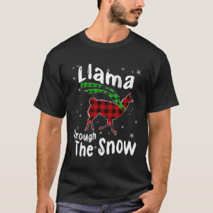 Camiseta Llama a través de Navidades de Snowflakes con niev
