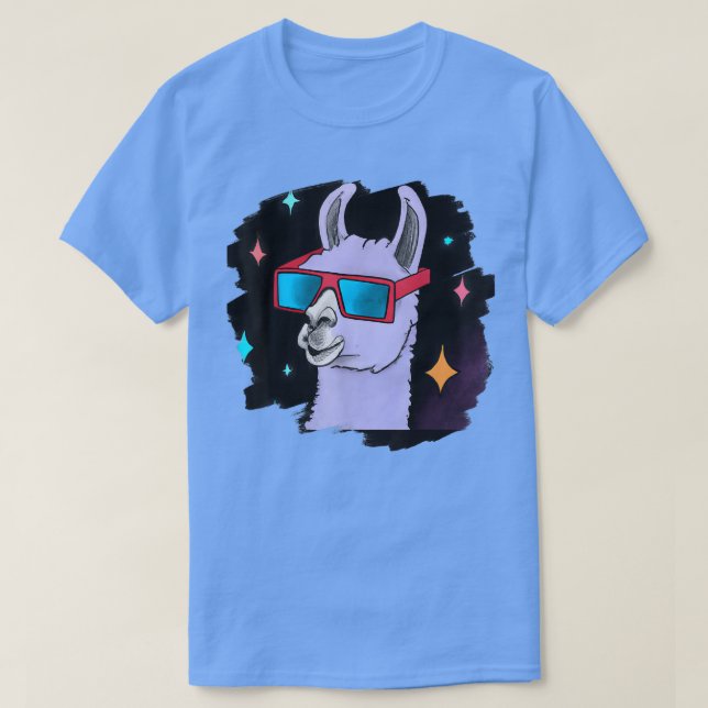 Camiseta Llama al espacio con gafas de sol Retro Al (Diseño del anverso)