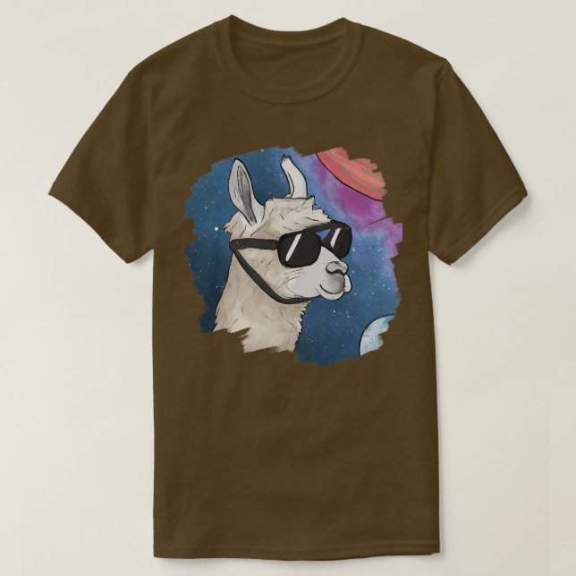 Camiseta Llama al espacio con gafas de sol Retro Al (Diseño del anverso)