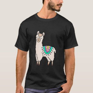 Camiseta llama alpaca de dibujos animados sonriendo feliz d