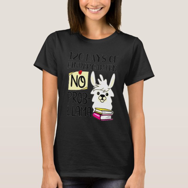 Camiseta Llama & Alpaca Lovers 120 Days of Kindergarten No  (Anverso)