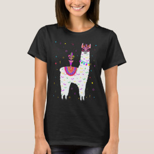 Camiseta Llama Alpaca Mardi Gras Alpaca Martes Fiesta B