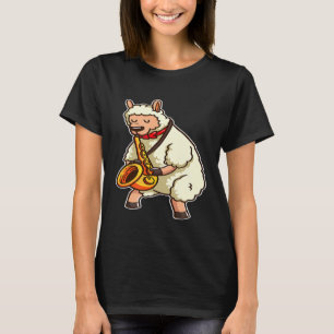 Camiseta Llama Alpaca Saxofonista Banda de Jazz Música Amor