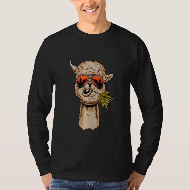 Camiseta Llama Alpaca Sunglass Guay Lama Rama Animal Idea (Anverso)