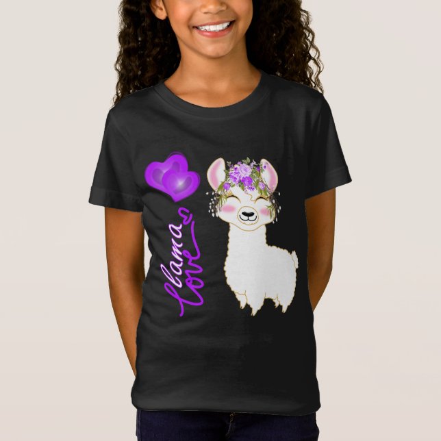 Camiseta Llama amor - Purple-Hearts (Anverso)