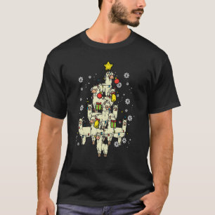 Camiseta Llama Árbol navideño lindo Navidad Alpaca Hombres 