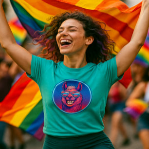 Camiseta Llama arco iris con matices de orgullo cardíaco