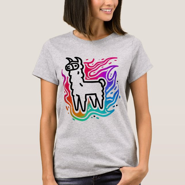 Camiseta Llama arcoiris (Anverso)