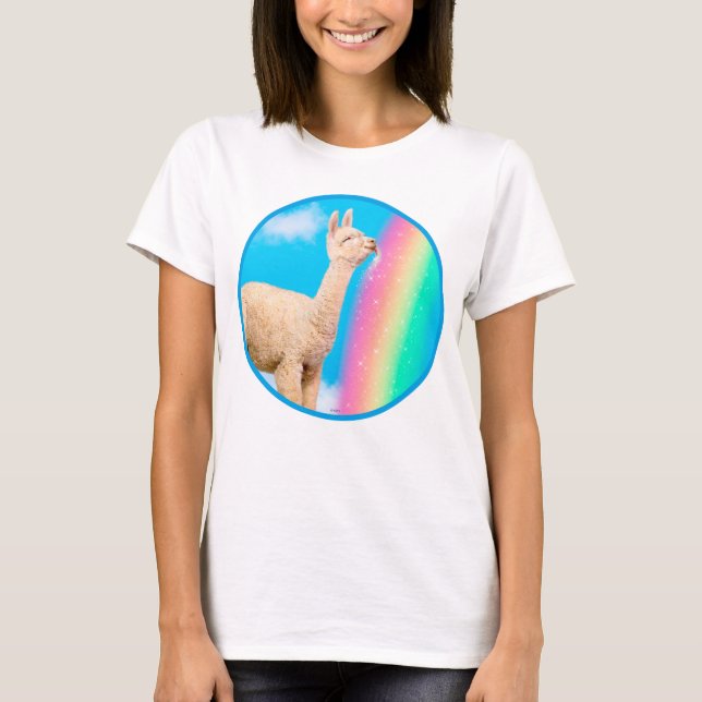 Camiseta Llama: Arcoiris golpeando (Anverso)