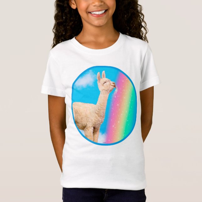 Camiseta Llama: Arcoiris golpeando (Anverso)