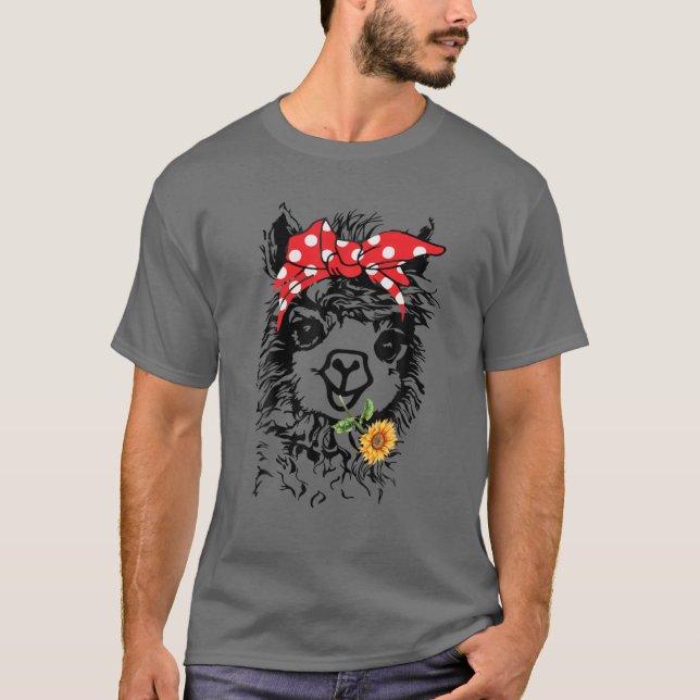 Camiseta Llama Bandana de mujer - Gráfico animal Alpaca Lla (Anverso)