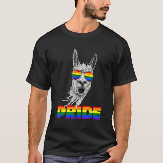 Camiseta Llama bandera arcoiris gafas de sol orgullo gay le (Anverso)