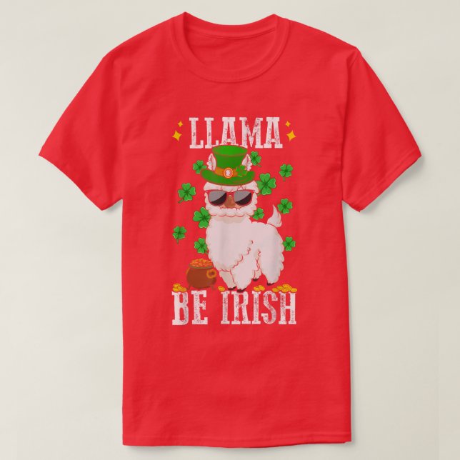 Camiseta LLAMA BE IRISH Shamrock Kids Mujeres Tee Funny St  (Diseño del anverso)