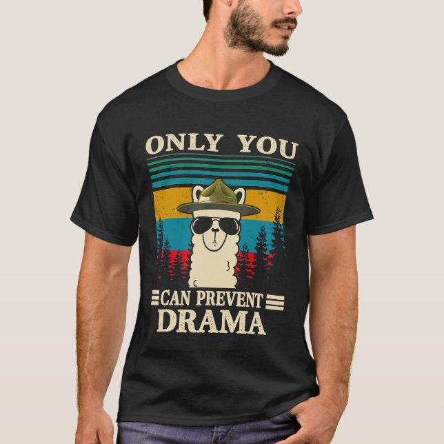Camiseta Llama Camping Sólo Puedes Evitar Dramas Hombres Mu (Anverso)