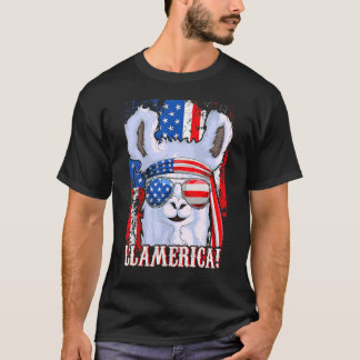 Camiseta Llama Chica De Bandera Americana 4 De Julio Llamer