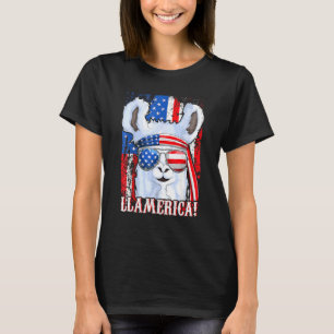 Camiseta Llama Chica De Llama Bandera Estadounidense 4 De J