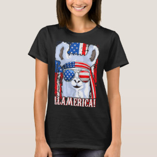 Camiseta Llama Chica De Llama Bandera Estadounidense 4 De J