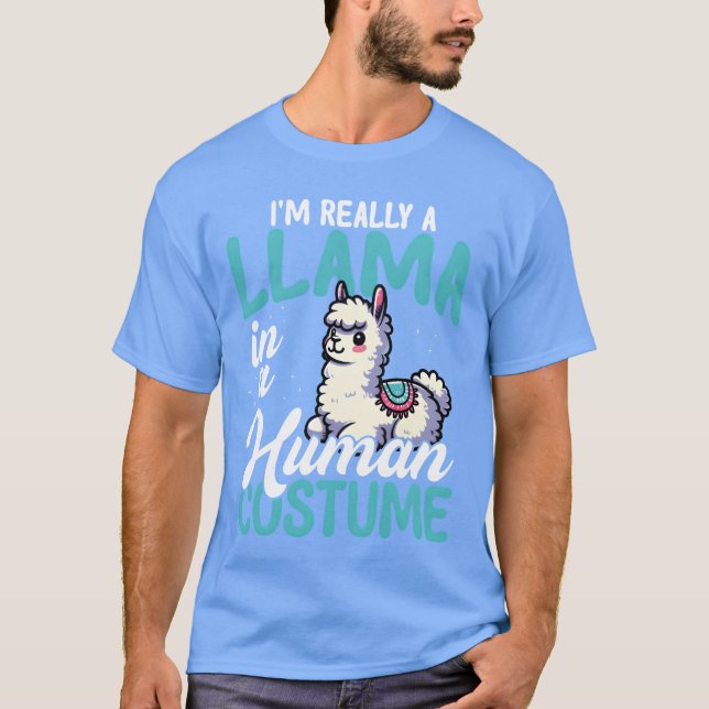 Camiseta Llama con disfraz de humano Amigos divertidos (Anverso)