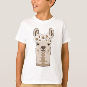 Camiseta Llama con flores blancas