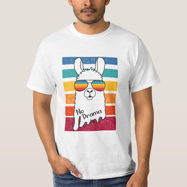 Camiseta Llama Con Gafas De Sol Con Tiras Coloridas (Anverso)
