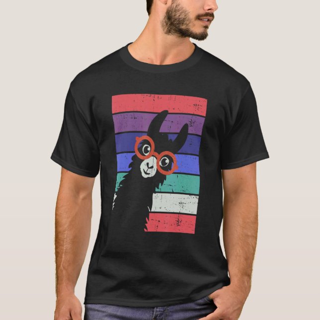 Camiseta Llama con gafas de sol estilo alpaca retro (Anverso)
