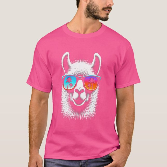 Camiseta Llama con gafas de sol retro (Anverso)
