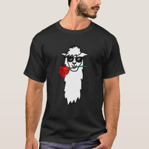 Camiseta Llama con Rosa Día de San Valentín Cute V-Day