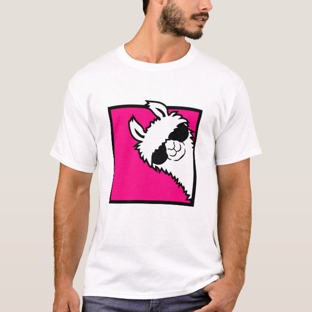 Camiseta Llama Cool Peeking Sunglasses Furry Alpaca Fun (Anverso)
