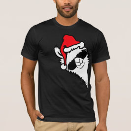 Camiseta Llama Cool Sunglasses Santa Hat Side Profile XMas