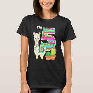 Camiseta Llama Cumpleaños Soy 5 Farm Llama Tema 5 cumpleaño